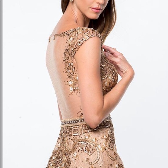 Terani couture gown style 151GL0425B Mocha - Picture 4 of 4